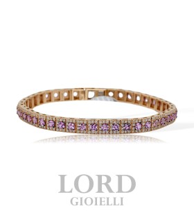 Bracciale Donna Tennis in Oro Rosa con Diamanti Ct. 2.45 e Zaffiri Rosa ct. 5,20 BR 002478 ZR - Davite & Delucchi