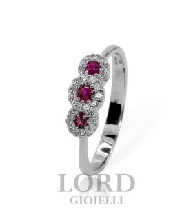 Anello Donna Trilogy con Rubini ct. 0,19 e Diamanti Ct. 0,17 G SI AA032136 RB - Davite & Delucchi