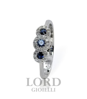 Anello Donna Trilogy con Zaffiri ct. 0,19 e Diamanti Ct. 0,17 G SI AA032136 ZF - Davite & Delucchi