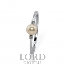 Anello Donna in Oro Bianco con Perla 5mm con Diamanti 0,03 G SI AAP000168 - Davite & Delucchi