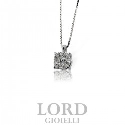 Collana Donna Punto Luce in Oro Bianco con Pavè di Diamanti ct. 0.15 G VS EL0900 -Elli's