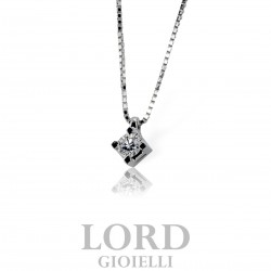 Collana Donna in Oro Bianco Punto Luce con Diamante ct. 0,09 G VS - Giorgio Visconti
