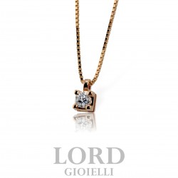 Collana Donna Punto Luce in Oro Rosa con Diamante ct. 0,11 G VS GR37500G - Giorgio Visconti