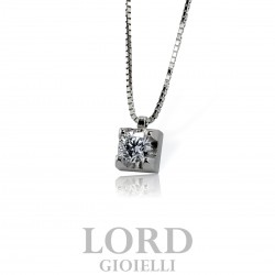 Collana Donna in Oro Bianco Punto Luce con Diamante ct. 0,71 F Vs HP23/190 - Mirco Visconti