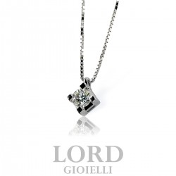 Collana Donna in Oro Bianco Punto Luce con Diamante ct. 0.19 G VS - Giorgio Visconti