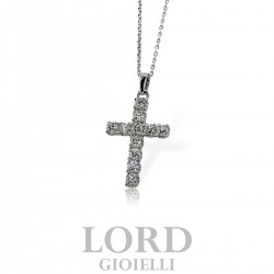 Collana in Oro Bianco Croce con Diamanti ct.0.84 G VS - Giorgio Visconti