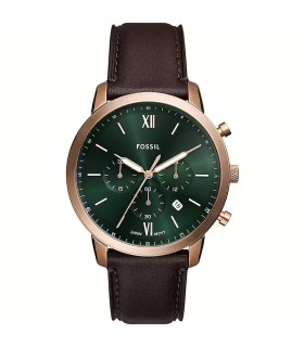 Orologio Uomo Neutra Cronografo Quadrante Verde Pelle Marrone FS6073 - Fossil
