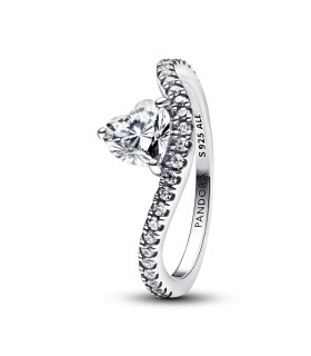 Anello Onda con Cuore Luminoso e Pavè 193661C01- Pandora