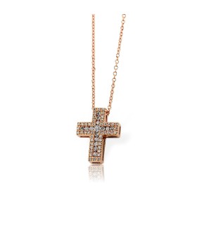 Collana Davite&Delucchi - Croce in Oro Rosa con Diamanti CLN011919 11