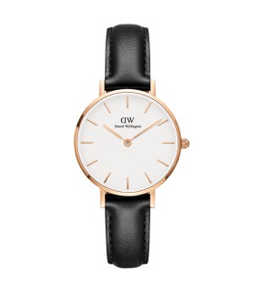 Orologio Petite Sheffield Cassa Rosè 28mm, Quadrante Bianco e Pelle Nera- Daniel Wellington