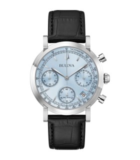 Orologio Uomo Cronografo Precisionist  in Pelle Nera Quadrante Ice Blue 96B456 - Bulova