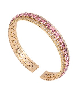 Bracciale Rebecca Donna Rigido con Zirconi e Pietre Rosa Collezione My World BWJBOP38 - Rebecca