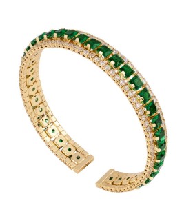 Bracciale Rebecca Donna Rigido con Zirconi e Pietre Verdi Collezione My World BWJBOS33 - Rebecca