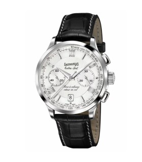Orologio Eberhard Uomo Extra-Fort Rouè à Colonnes Retour en Vol Pelle Nera 31957 CP - Eberhard