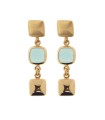 Orecchini Aquaforte Donna Mignon con Testa Satinata Quadra, Pietra Pendente Azzurro e Saponetta Lucida H4180565 - Aquaforte