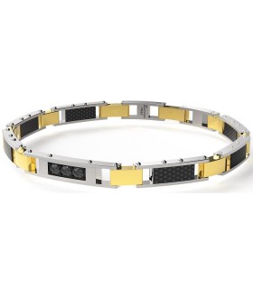Bracciale Zancan - Uomo in Acciaio con Pvd Oro e Fibra di Carbonio EHB395