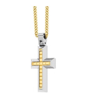 Collana Uomo in Acciaio PVd Oro Croce EHC219- Zancan