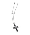 Collana Uomo in Argento con Croce con Spinelli Neri EXC379-N - Zancan