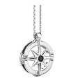 Collana Uomo in Argento con Rosa dei Venti con Spinelli Neri ESC121 - Zancan