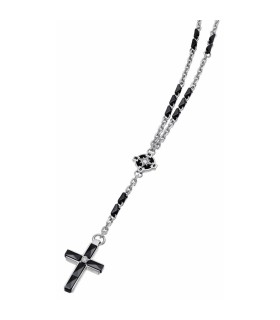 Collana Uomo Rosario in Argento con Ceramica Nera e Spinelli Neri EXC366-N - Zancan