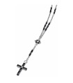 Collana Uomo Rosario in Argento con Ceramica Nera e Spinelli Neri EXC366-N - Zancan
