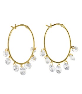 Orecchini Salvatore Plata - Donna Cerchi Ovali con Cristalli 136A0722