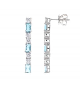 Orecchini Salavatore Plata Donna Pendenti in Argento con Zirconi Bianchi e Azzurri 112A0287 - Salvatore Plata