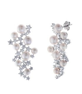 Orecchini Salvatore Plata Donna Pendenti in Argento con Perle e Zirconi 272A0033 - Salvatore Plata
