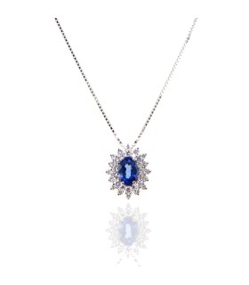 Collana Davite&Delucchi - Oro Bianco con Zaffiro e Diamanti CLN011835 ZF