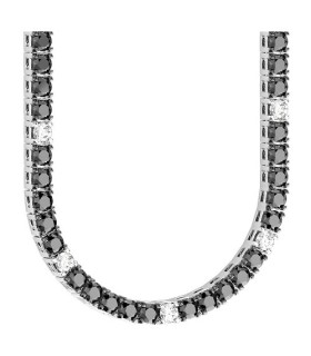 Collana Uomo Tennis in Argento con Spinelli Bianchi e Neri ESC205-45 - Zancan