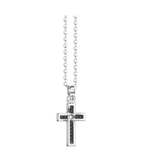 Collana Zancan - Uomo in Argento con Croce Spinelli Neri ESC216-NE
