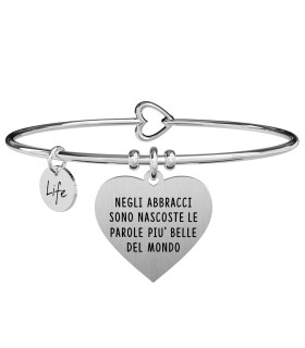 Bracciale Kidult - Donna Bangle con Cuore e Frase Abbracci 731317